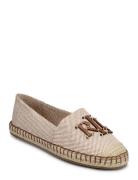 Cameryn Iii Canvas & Leather Espadrille Espadrillos Flade Sandal Beige Lauren Ralph Lauren