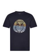 Regular Circled Owl Printed T-Shirt Tops T-Kortærmet Skjorte Navy Knowledge Cotton Apparel