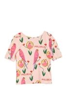 Parrots Aop Ballet Ss Tee Tops T-Kortærmet Skjorte Pink Mini Rodini