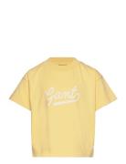 D2. Script Ss T-Shirt Tops T-Kortærmet Skjorte Yellow GANT