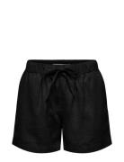 Onlcaro Mw Linen B Pull-Up Shorts Cc Pnt Bottoms Shorts Casual Shorts Black ONLY