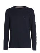 Tommy Logo Long Sleeve Tee Tops T-Langærmet Skjorte Navy Tommy Hilfiger