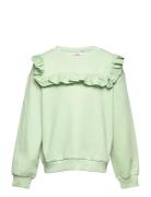 Kogofelia L/S Frill O-Neck Bo Swt Tops Sweatshirts & Hoodies Sweatshirts Green Kids Only