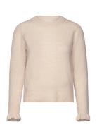 Slfsia Ras Ls Knit Frill Cuff O-Neck B Tops Knitwear Jumpers Beige Selected Femme