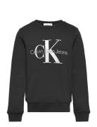 Ck Monogram Terry Cn Tops Sweatshirts & Hoodies Sweatshirts Black Calvin Klein