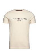 Tommy Logo Tee Tops T-Kortærmet Skjorte Beige Tommy Hilfiger