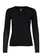 Essential Mesh Detail Long Sleeve Sport T-shirts & Tops Long-sleeved Black Casall