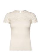 Silk T-Shirt W/ Lace Tops T-shirts & Tops Short-sleeved White Rosemunde