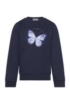 Sweatshirt With Butterfly Print Tops Sweatshirts & Hoodies Sweatshirts Navy Tom Tailor