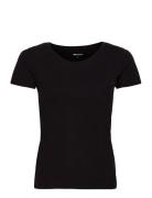 Alba Deep Neck Slim Tee Tops T-shirts & Tops Short-sleeved Black Tamaris Apparel