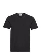 Stretch V-Neck Tee Designers T-Kortærmet Skjorte Black Filippa K