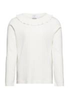 Top Drop Needle Frill Collar Tops T-shirts Long-sleeved T-Skjorte White Lindex