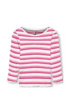 Kmgevig L/S Rib Top O-Neck Jrs Tops T-shirts Long-sleeved T-Skjorte Pink Kids Only