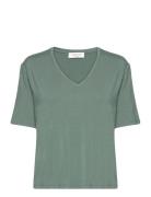 Rwbiarritz Ss V-Neck T-Shirt Tops T-shirts & Tops Short-sleeved Khaki Green Rosemunde