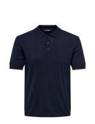 Onswyler Life Reg 14 Ss Polo Knit Noos Tops Knitwear Short Sleeve Knitted Polos Navy ONLY & SONS