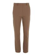 Stretch Gabardine Slim Cropped Bottoms Trousers Slim Fit Trousers Brown Calvin Klein