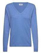 Objthess L/S V-Neck Knit Pullover Noos Tops Knitwear Jumpers Blue Object