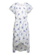 Dress High And Low Chiffon Wit Dresses & Skirts Dresses Casual Dresses Short-sleeved Casual Dresses Blue Lindex