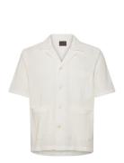 Hanks Reg Seersucker Shirt Designers Shirts Short-sleeved White Oscar Jacobson