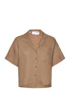 Slfeloisa Ss Cropped Shirt B Tops Shirts Short-sleeved Brown Selected Femme