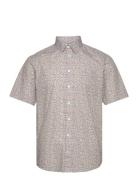 Cfanton Ss Aop Leaves Shirt Tops Shirts Short-sleeved Beige Casual Friday