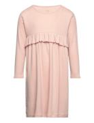 Melange Ruffle Dress Dresses & Skirts Dresses Casual Dresses Long-sleeved Casual Dresses Pink Copenhagen Colors