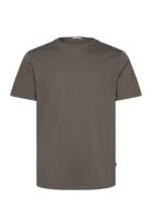 Mercerized Cotton Tee S/S Tops T-Kortærmet Skjorte Brown Lindbergh Black