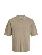 Jjmarco Knit Ss Polo Tops Knitwear Short Sleeve Knitted Polos Beige Jack & J S