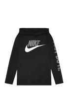 B Nsw Futura Hooded Ls Tee Sport Sweatshirts & Hoodies Hoodies Black Nike