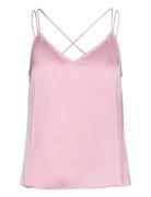 D6Obu Satin Singlet Tops Blouses Sleeveless Pink Dante6