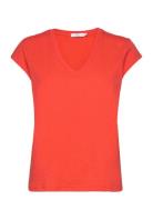 Cc Heart V-Neck T-Shirt Tops T-shirts & Tops Short-sleeved Red Coster Copenhagen