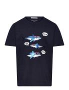 Special Artwork T-Shirt Tops T-Kortærmet Skjorte Navy Tom Tailor