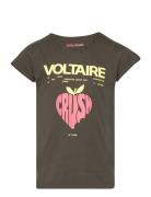 Short Sleeves Tee-Shirt Tops T-Kortærmet Skjorte Khaki Green Zadig & Voltaire Kids