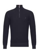 Oval Structure Zip Mock Tops Knitwear Half Zip Jumpers Navy Tommy Hilfiger