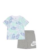 Nkb Nsw Toss Aop 2Pc Short Set Sets Sets With Short-sleeved T-shirt Grey Nike