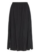 Tamara Embroidered Cotton Midi Skirt Knælang Nederdel Black Malina