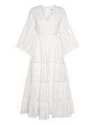 Vanessa Wide Sleeve Embroidered Cotton Maxi Dress Maxikjole Festkjole White Malina