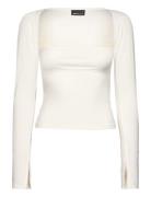 Soft Touch Square Neck Top Tops T-shirts & Tops Long-sleeved Cream Gina Tricot