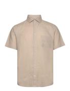 Bs Lott Casual Modern Fit Shirt Tops Shirts Short-sleeved Beige Bruun & Stengade
