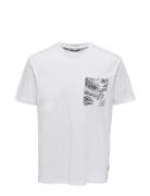 Onsperry Life Reg Leaf Ss Pockettee Noos Tops T-Kortærmet Skjorte White ONLY & SONS