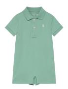 Soft Cotton Polo Shortall Bodysuits Short-sleeved Green Ralph Lauren Baby