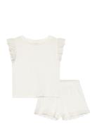 Ruffled Cotton Pyjamas Sets Sets With Short-sleeved T-shirt Cream Mango