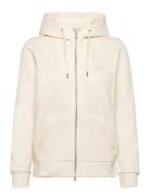 Reg Tonal Shield Zip Hoodie Tops Sweatshirts & Hoodies Hoodies Cream GANT