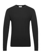 Slhberg Cable Crew Neck Noos Tops Knitwear Round Necks Black Selected Homme