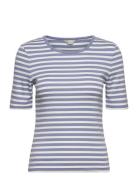 Slim Striped 1X1 Ribbed Ss T-Shirt Tops T-shirts & Tops Short-sleeved Blue GANT