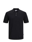 Jjeemil Knit Polo S/S Sn Tops Knitwear Short Sleeve Knitted Polos Black Jack & J S