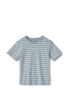 T-Shirt S/S Fabian Tops T-Kortærmet Skjorte Blue Wheat