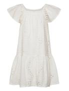 Embroidered Openwork Dress Dresses & Skirts Dresses Casual Dresses Short-sleeved Casual Dresses White Mango