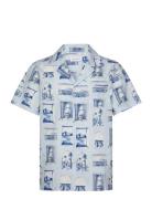Germain Windows Print Designers Shirts Short-sleeved Blue Maison Labiche Paris