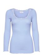 Rwbabette Ls U-Neck Lace T-Shirt Tops T-shirts & Tops Long-sleeved Blue Rosemunde